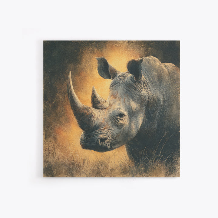 Rhino in Dramatic Stormy Light Framed Canvas Print, Wildlife Art, Gallery Decor, Living Room Decor, Fine Art, Wild, WIL-1x1-32