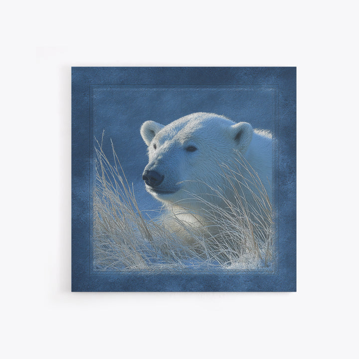 Polar Bear Crossing Blue Ice Framed Canvas Print, Wildlife Art, Bedroom Wall Art, Living Room Decor, Wild, Gallery Decor, WIL-1x1-39