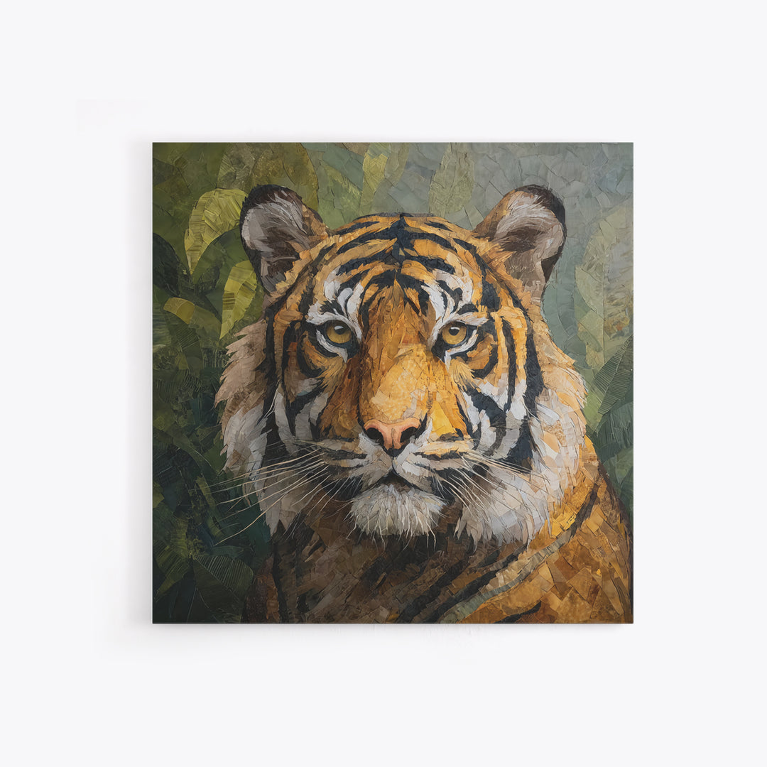 Tiger Portrait with Jungle Shadows Framed Canvas Print, Wildlife Art, Fine Art Print, Living Room Decor, Fine Art, Wild, WIL-1x1-53