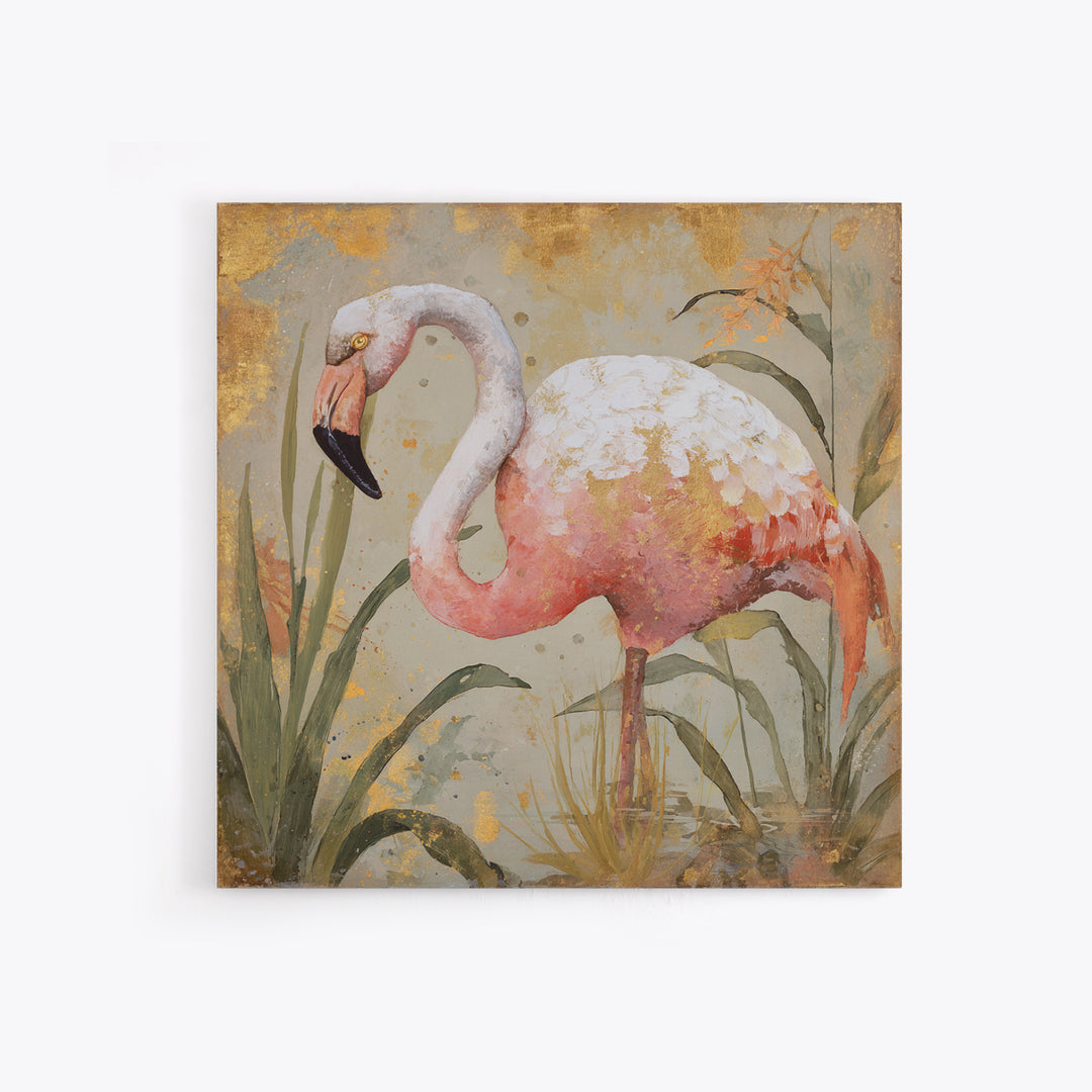 Flamingos in Pink Shallow Water Canvas Print, Wildlife Art, Unique Home Decor, Living Room Decor, Fine Art, Wild, WIL-1x1-94