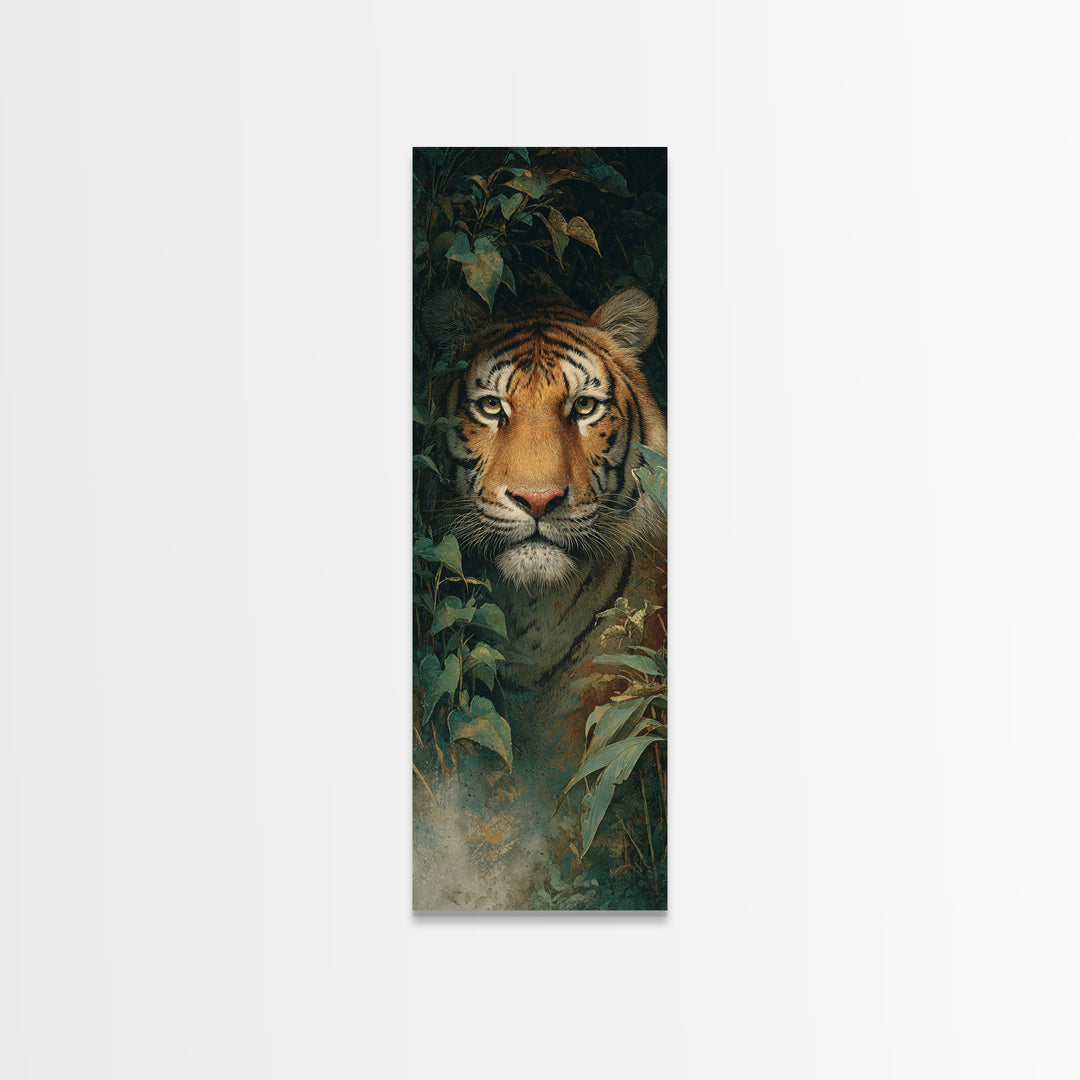 Tiger Portrait with Jungle Shadows Canvas Print, Wildlife Art, Room Decor, Living Room Decor, Fine Art, Wild, Large Wall Art, WIL-1x3-17