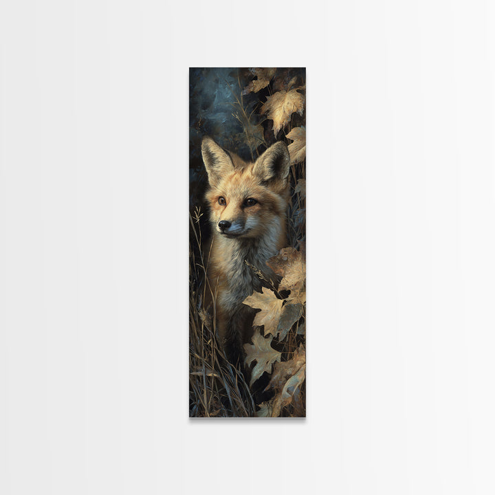 Fox in Autumn Forest Leaves Canvas Print, Wildlife Art, Gallery Decor, Living Room Decor, Fine Art, Wild, Contemporary Art, WIL-1x3-21