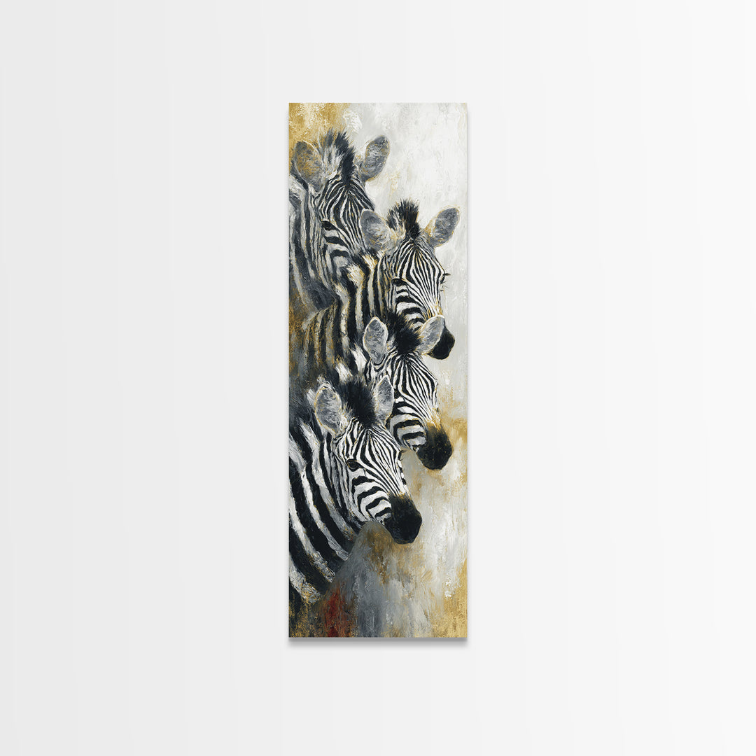 Zebra Herd in Graphic Black and White Canvas Print, Wildlife Art, Wall Decor, Living Room Decor, Wild, Living Room Wall Art, WIL-1x3-23