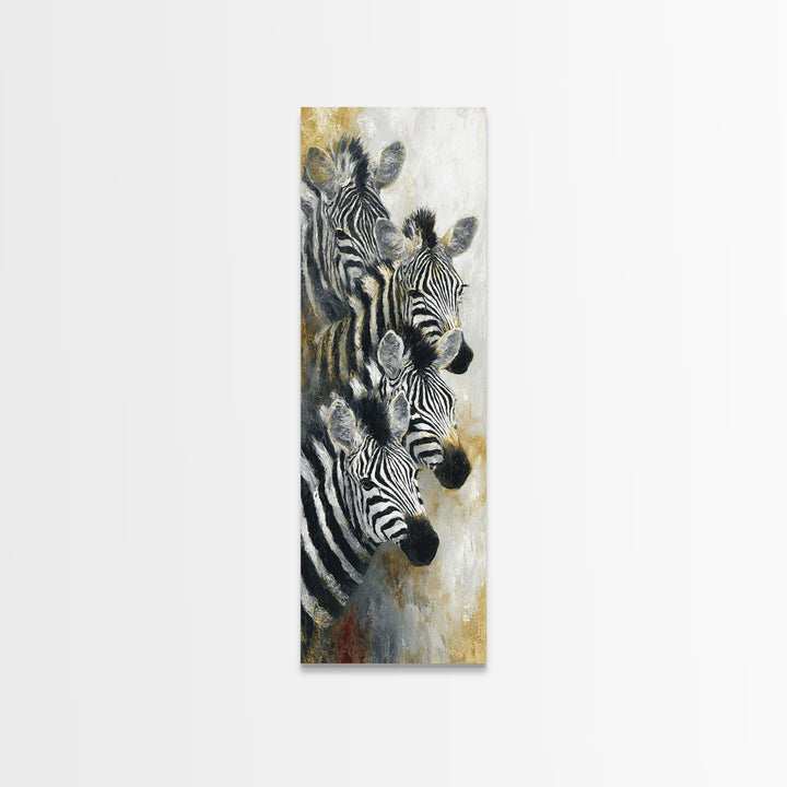 Zebra Herd in Graphic Black and White Canvas Print, Wildlife Art, Wall Decor, Living Room Decor, Wild, Living Room Wall Art, WIL-1x3-23
