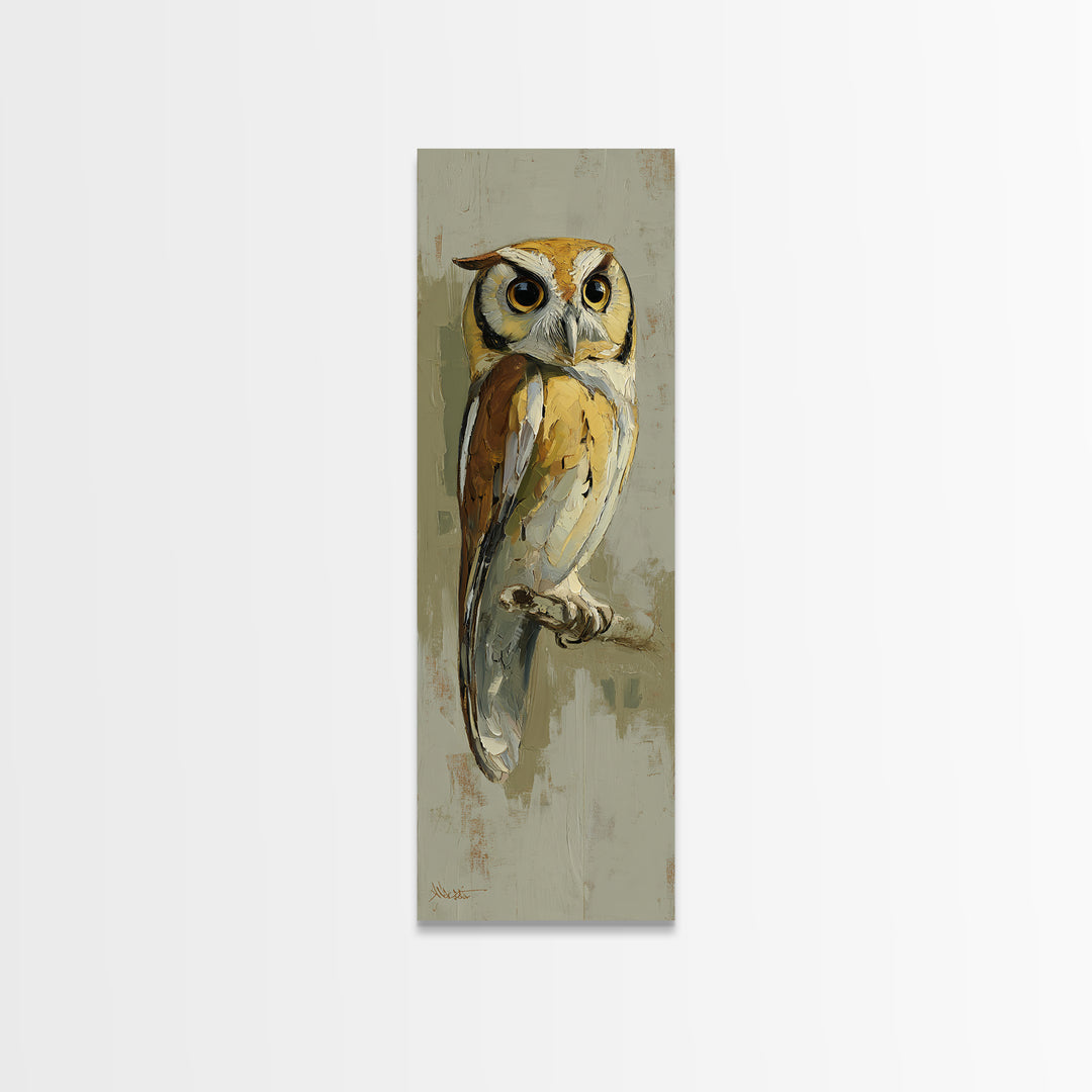 Owl Perched in Moonlit Woodland Canvas Print, Wildlife Art, Wall Art Print, Living Room Decor, Fine Art, Wild, Canvas Painting, WIL-1x3-72