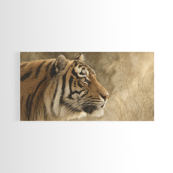 Tiger Portrait with Jungle Shadows Framed Canvas Print, Wildlife Art, Home Decor, Living Room Decor, Wild, Boho Wall Decor, WIL-2x1-1