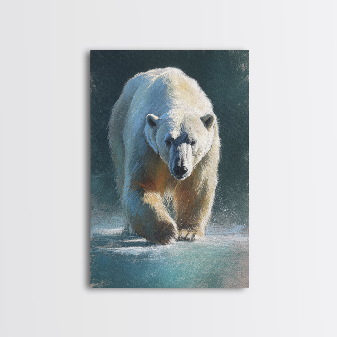 Polar Bear Crossing Blue Ice Canvas Print, Wildlife Art, Art Print, Living Room Decor, Fine Art, Wild, Digital Wall Art, WIL-2x3-23
