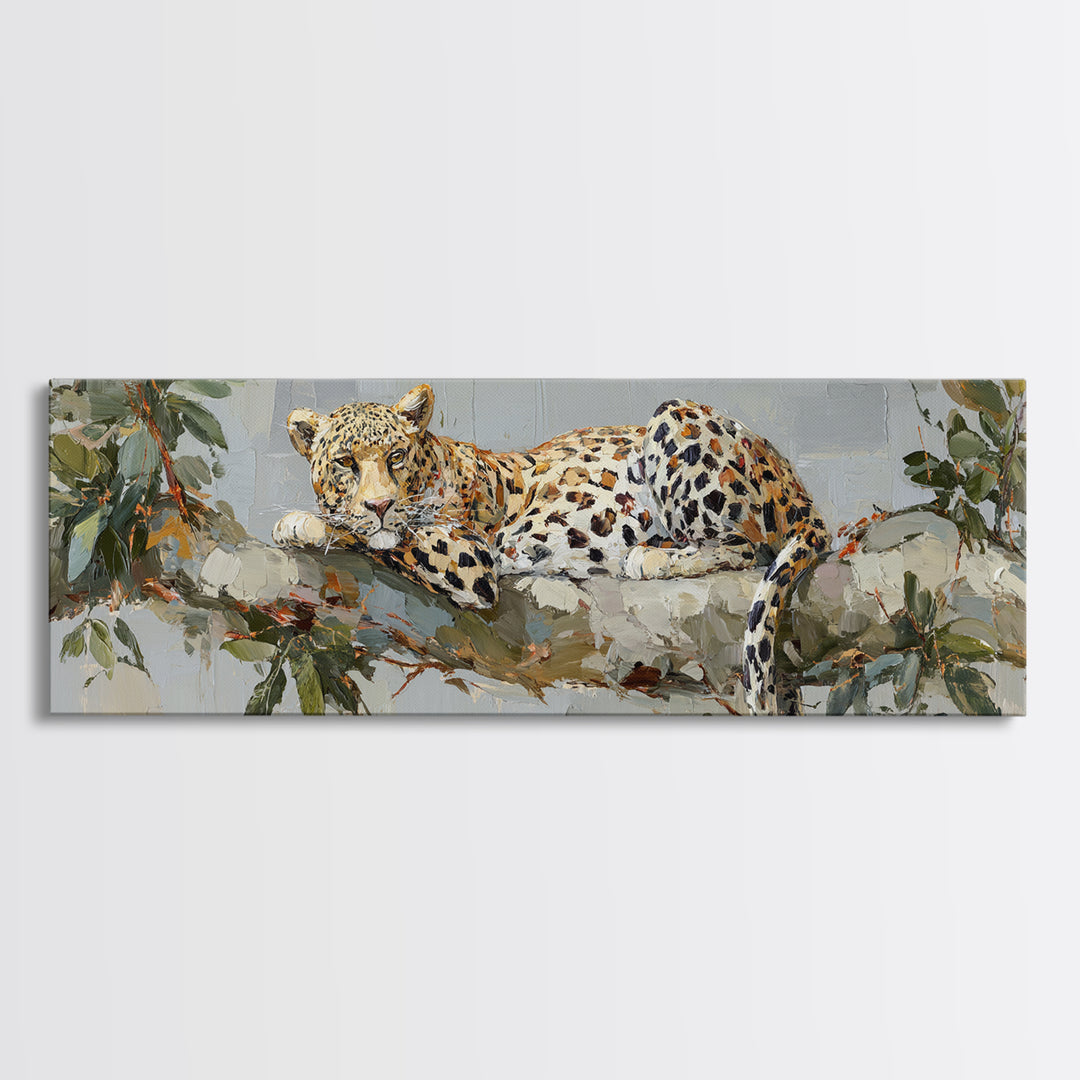 Leopard Resting on Tree Branch Canvas Print, Wildlife Art, Leopard Wall Art, Living Room Decor, Fine Art, Wild, Fine Art Print, WIL-3x1-6