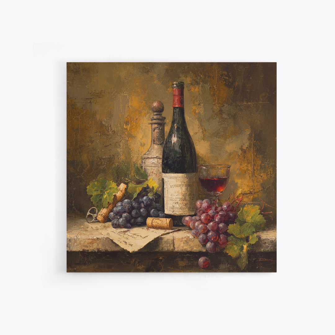 Old Cellar Key and Wine Label Shapes Framed Canvas Print, Winery Art, Wall Decor, Winery Decor, Fine Art, Vineyard, Kitchen Art, WIN-1x1-12