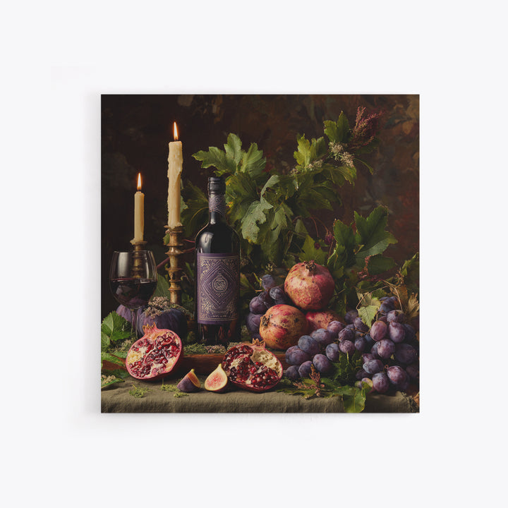 Pomegranate Figs and Red Wine Composition Canvas Print, Winery Art, Gallery Decor, Winery Decor, Fine Art, Vineyard, Wall Art, WIN-1x1-17