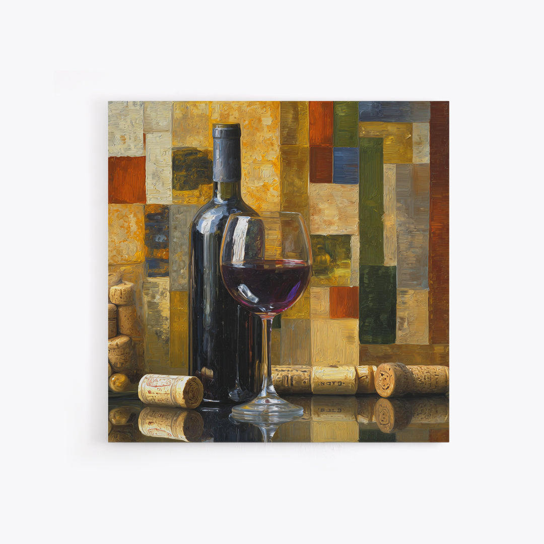 Corks Arranged as Geometric Pattern Canvas Print, Winery Art, Retro Wall Art, Winery Decor, Abstract Art, Vineyard, WIN-1x1-18