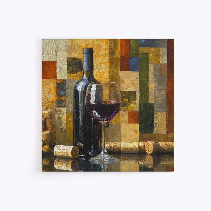 Corks Arranged as Geometric Pattern Canvas Print, Winery Art, Retro Wall Art, Winery Decor, Abstract Art, Vineyard, WIN-1x1-18