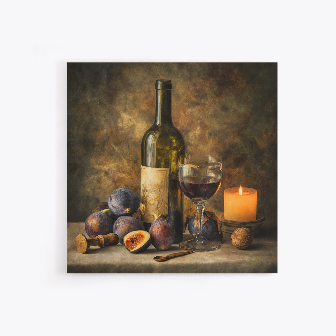 Wine Bottle and Glass Still Life Framed Canvas Print, Winery Art, Preppy Wall Art, Winery Decor, Vineyard, Statement Artwork, WIN-1x1-2