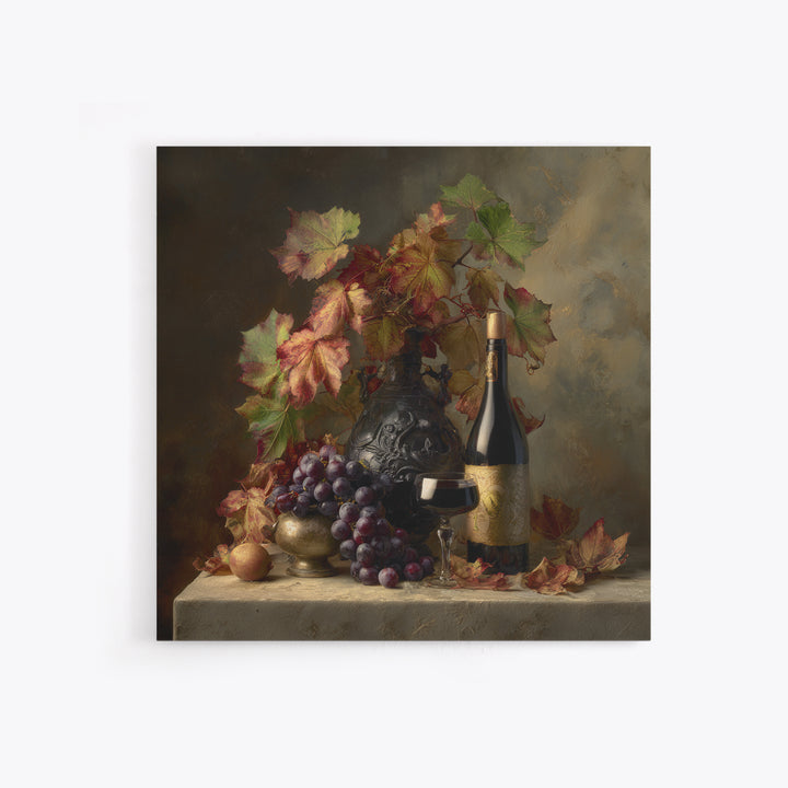 Vine Leaves Turning Autumn Red and Gold Canvas Print, Winery Art, Watercolor Painting, Winery Decor, Fine Art, Vineyard, WIN-1x1-35