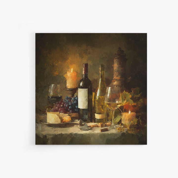 Old Cellar Key and Wine Label Shapes Canvas Print, Winery Art, Oil Painting, Winery Decor, Abstract Art, Vineyard, WIN-1x1-36