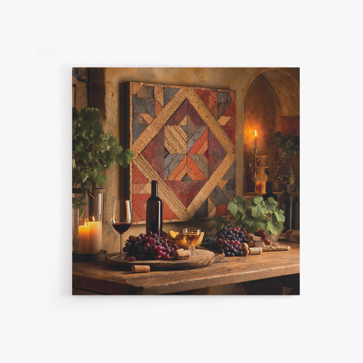 Corks Arranged as Geometric Pattern Framed Canvas Print, Winery Art, Landscape Art, Winery Decor, Fine Art, Vineyard, WIN-1x1-42