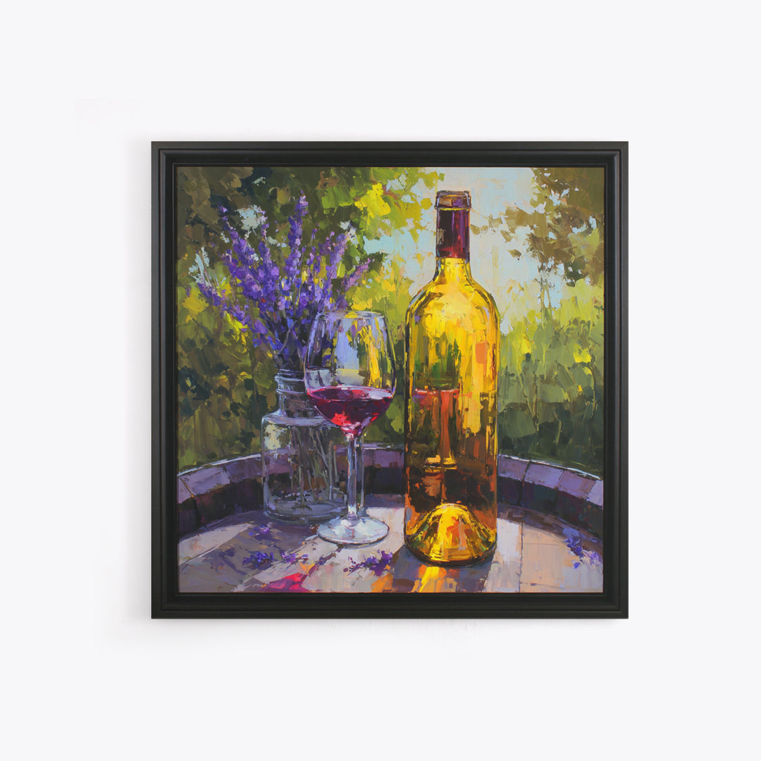 Wine Barrel with Lavender and Sunlight Canvas Print, Winery Art, Travel Poster, Winery Decor, Oil Painting, Vineyard, WIN-1x1-54