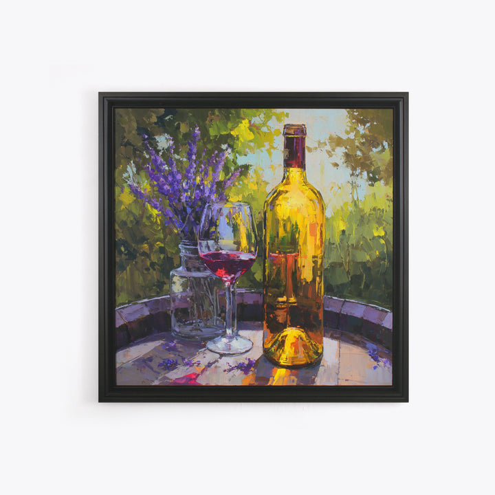 Wine Barrel with Lavender and Sunlight Canvas Print, Winery Art, Travel Poster, Winery Decor, Oil Painting, Vineyard, WIN-1x1-54