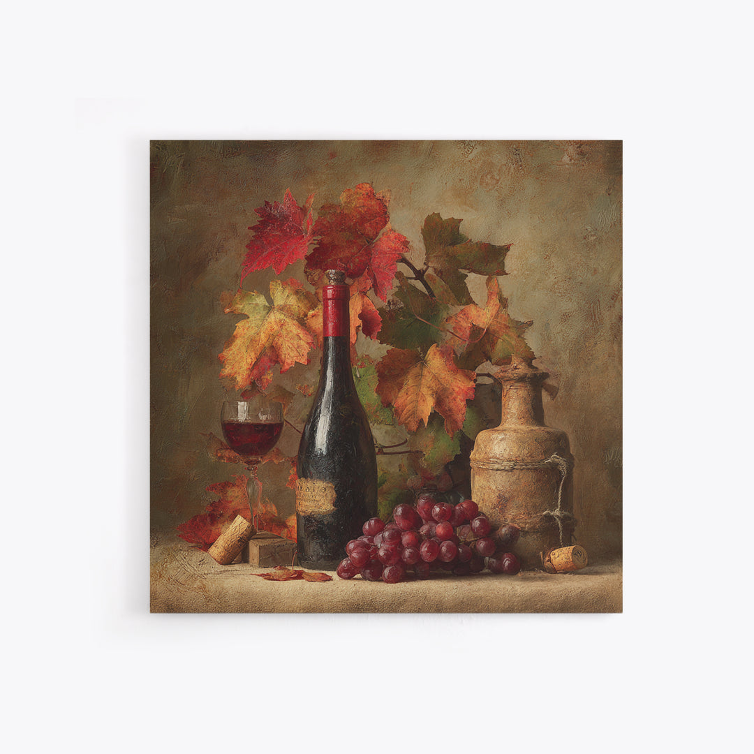 Vine Leaves Turning Autumn Red and Gold Canvas Print, Winery Art, Gallery Decor, Winery Decor, Fine Art, Vineyard, Wall Art, WIN-1x1-59