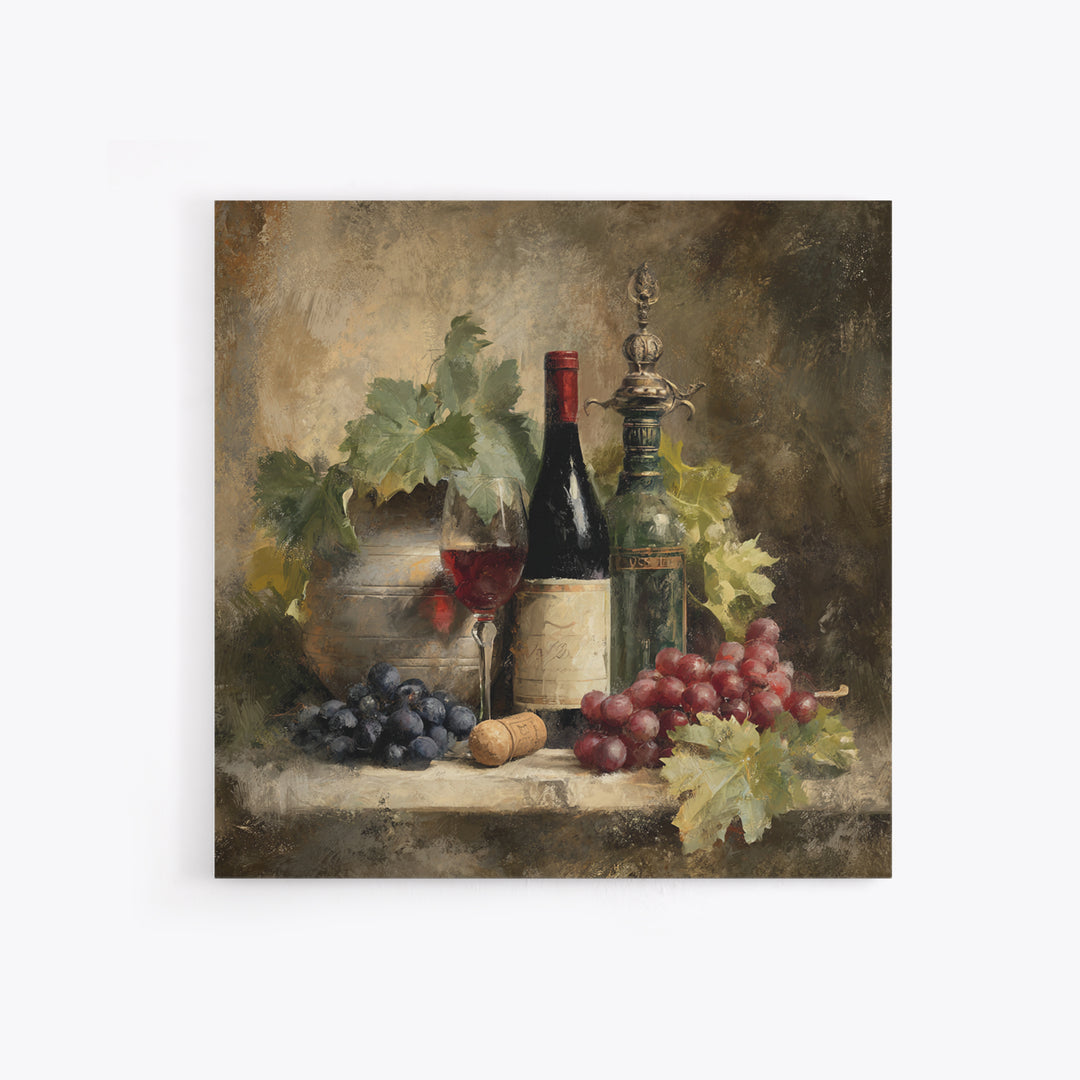 Old Cellar Key and Wine Label Shapes Canvas Print, Winery Art, Retro Wall Art, Winery Decor, Abstract Art, Vineyard, WIN-1x1-60