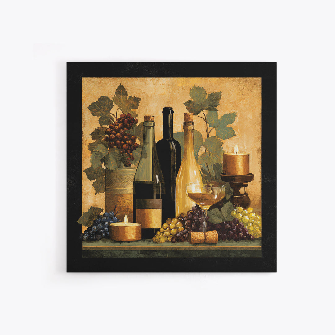 Black and Gold Wine Bottle Silhouette Framed Canvas Print, Winery Art, Wall Art Print, Winery Decor, Fine Art, Vineyard, WIN-1x1-64