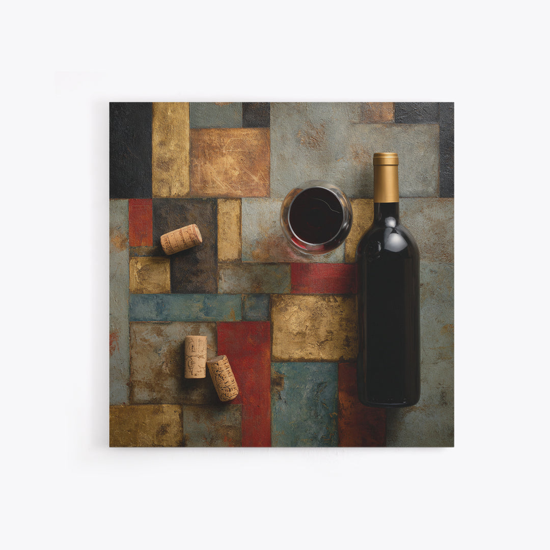 Corks Arranged as Geometric Pattern Framed Canvas Print, Winery Art, Landscape Art, Winery Decor, Fine Art, Vineyard, WIN-1x1-66