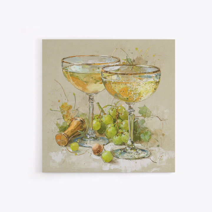 Champagne Coupe with Bubbles and Light Framed Canvas Print, Winery Art, Modern Decor, Winery Decor, Fine Art, Vineyard, WIN-1x1-67