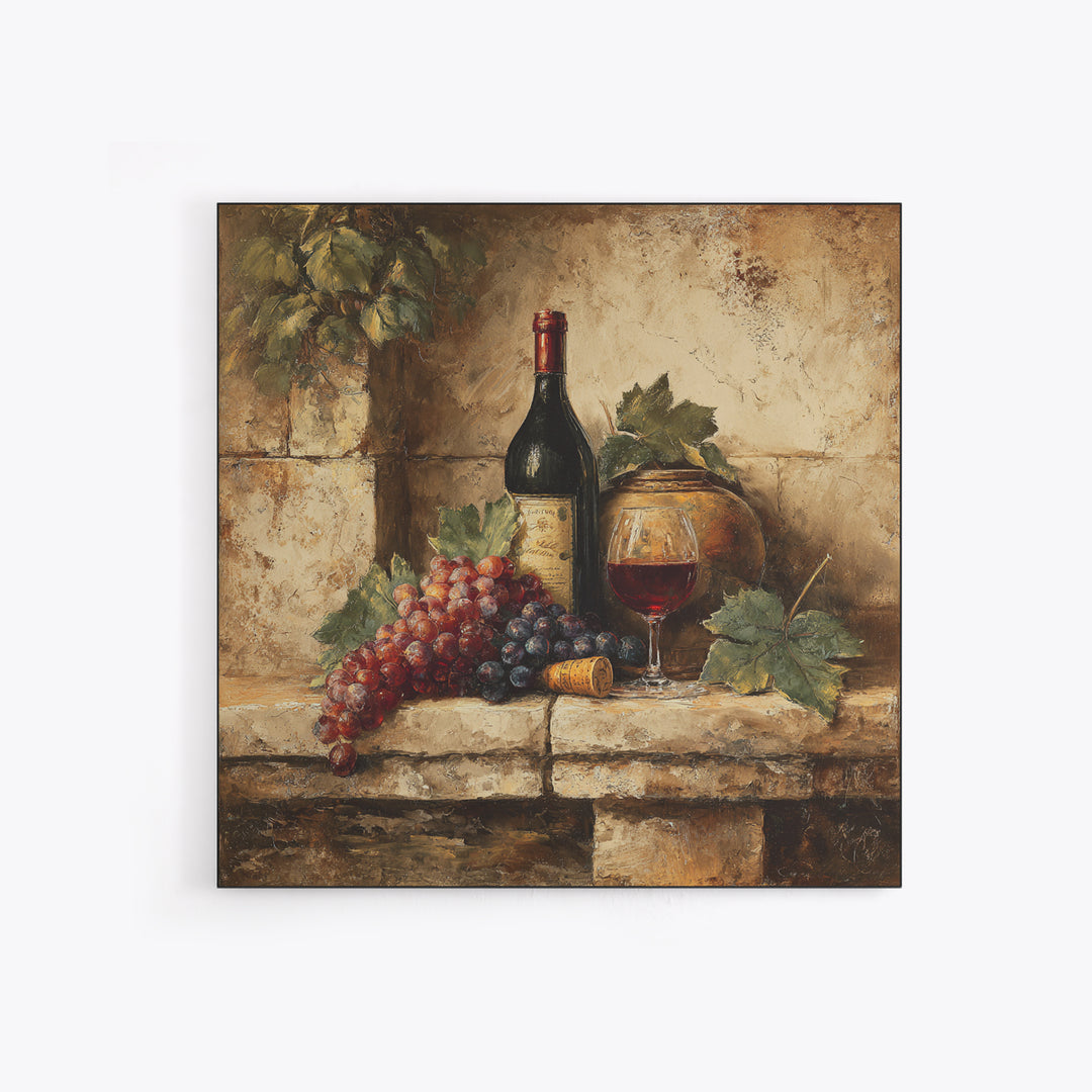 Italian Villa Vineyard Landscape Framed Canvas Print, Winery Art, Preppy Wall Art, Winery Decor, Oil Painting, Vineyard, WIN-1x1-68