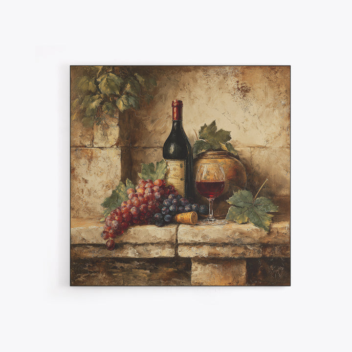 Italian Villa Vineyard Landscape Framed Canvas Print, Winery Art, Preppy Wall Art, Winery Decor, Oil Painting, Vineyard, WIN-1x1-68