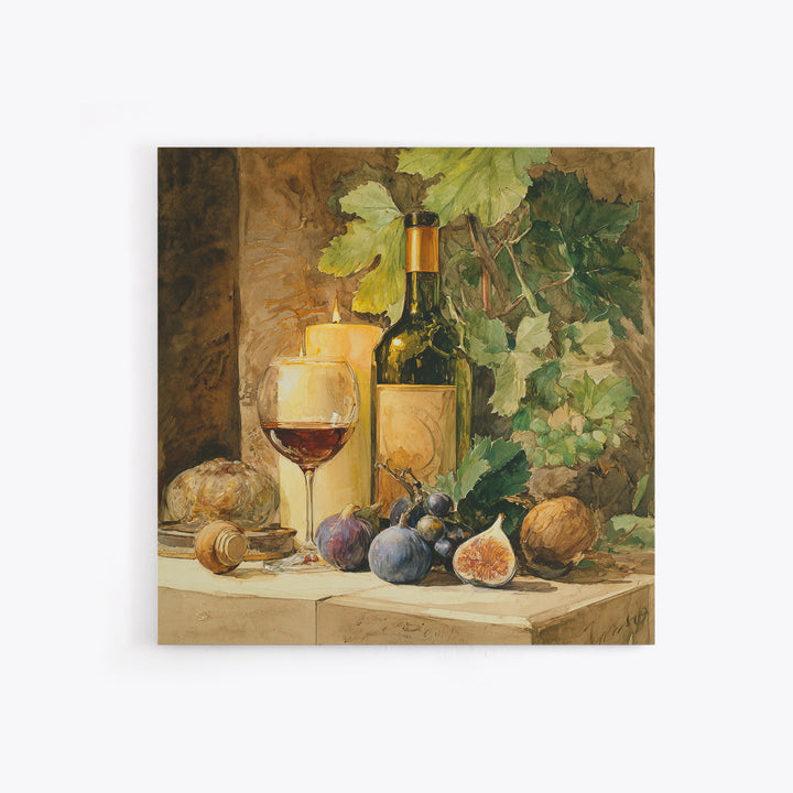 Wine Bottle and Glass Still Life Framed Canvas Print, Winery Art, Fine Art Print, Winery Decor, Fine Art, Vineyard, Wall Decor, WIN-1x1-74