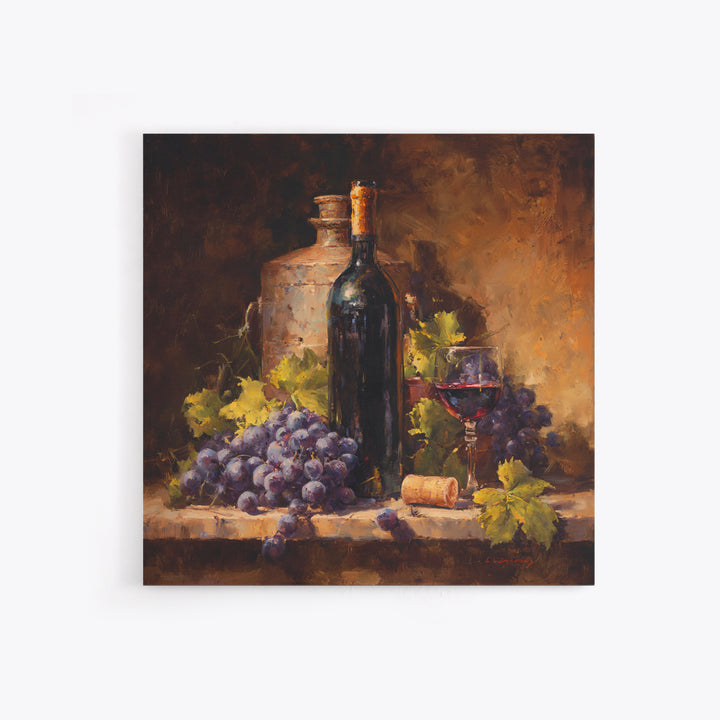 Tuscan Vineyard at Golden Hour Canvas Print, Winery Art, Statement Artwork, Winery Decor, Fine Art, Vineyard, Painting, WIN-1x1-75