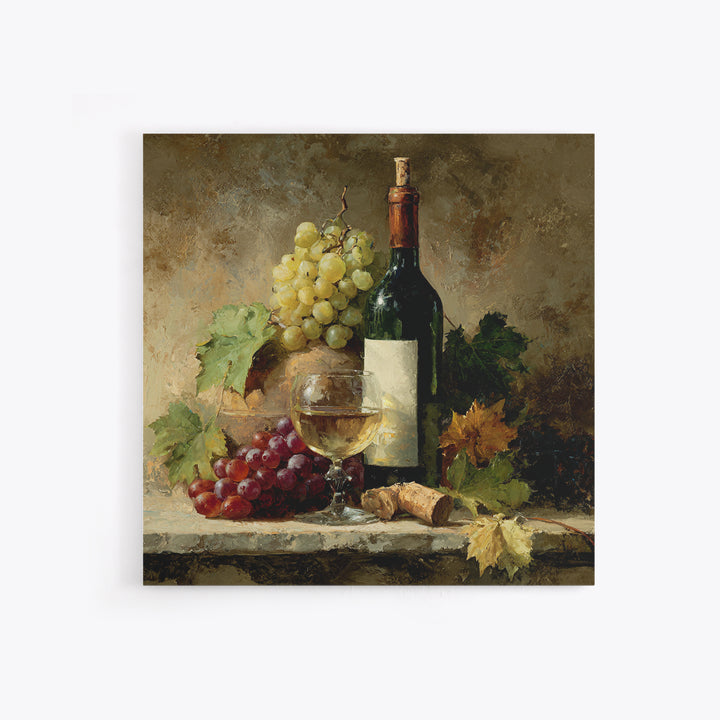 Wine Tasting Flight Rendered as Elegant Still Canvas Print, Winery Art, Boho Decor, Winery Decor, Oil Painting, Vineyard, WIN-1x1-82