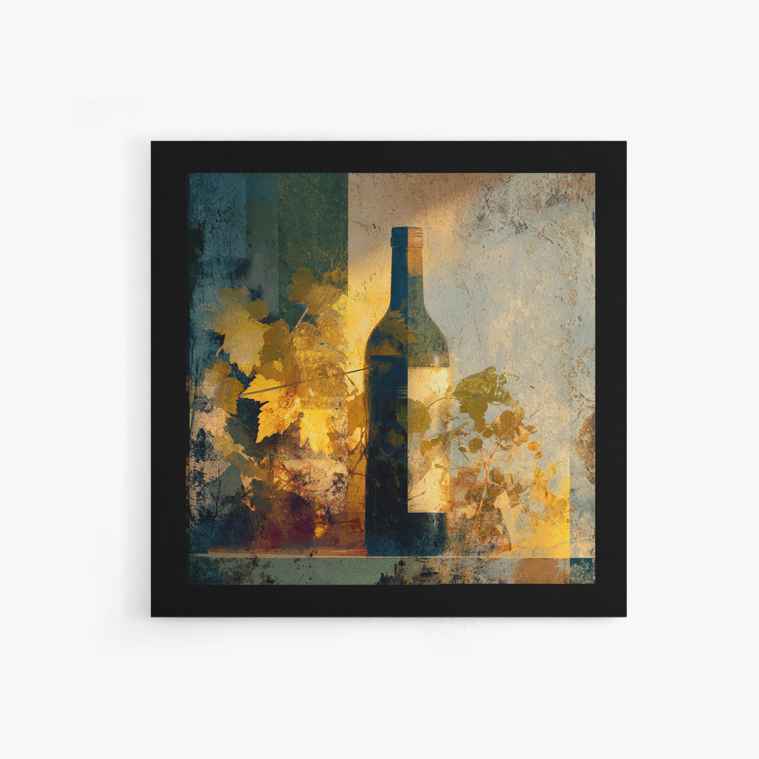 Black and Gold Wine Bottle Silhouette Framed Canvas Print, Winery Art, Minimalist Decor, Winery Decor, Fine Art, Vineyard, WIN-1x1-88