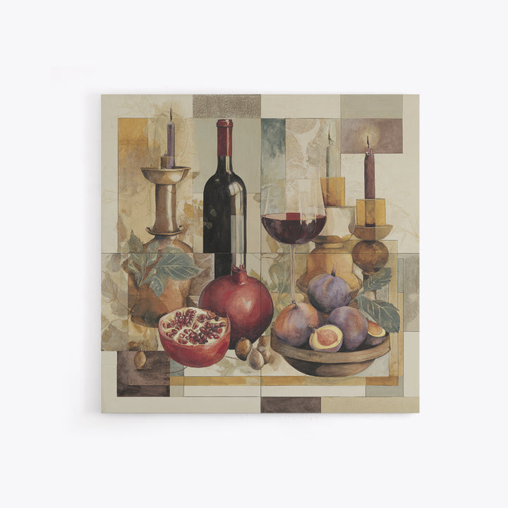 Pomegranate Figs and Red Wine Composition Canvas Print, Winery Art, Contemporary Art, Winery Decor, Fine Art, Vineyard, WIN-1x1-89
