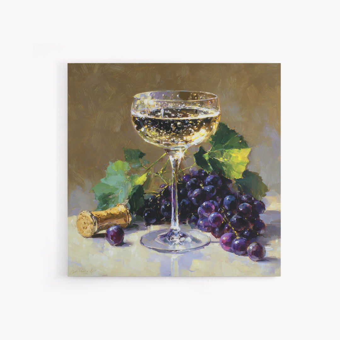 Champagne Coupe with Bubbles and Light Canvas Print, Winery Art, Room Decor, Winery Decor, Fine Art, Vineyard, WIN-1x1-91