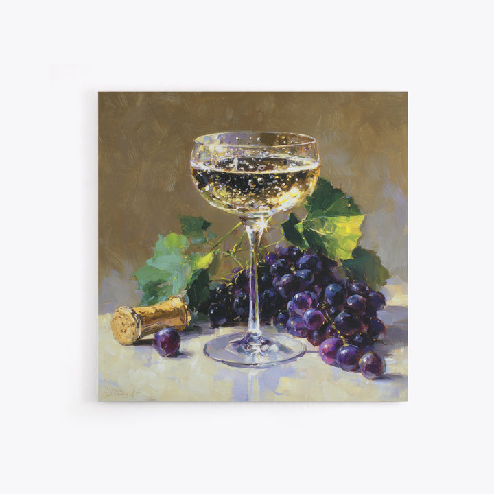 Champagne Coupe with Bubbles and Light Canvas Print, Winery Art, Room Decor, Winery Decor, Fine Art, Vineyard, WIN-1x1-91