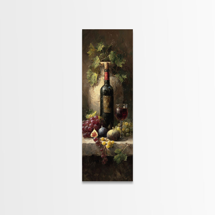 Wine Bottle and Glass Still Life Canvas Print, Winery Art, Gallery Decor, Winery Decor, Fine Art, Vineyard, Wall Art, WIN-1x3-14