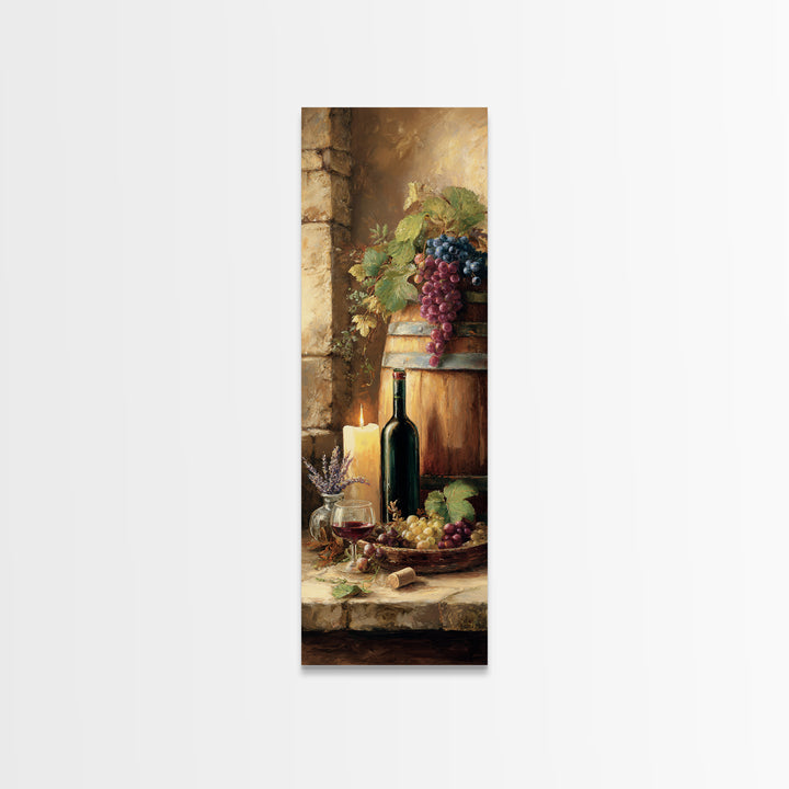Wine Barrel with Lavender and Sunlight Canvas Print, Winery Art, Neutral Decor, Winery Decor, Fine Art, Vineyard, Home Decor, WIN-1x3-18