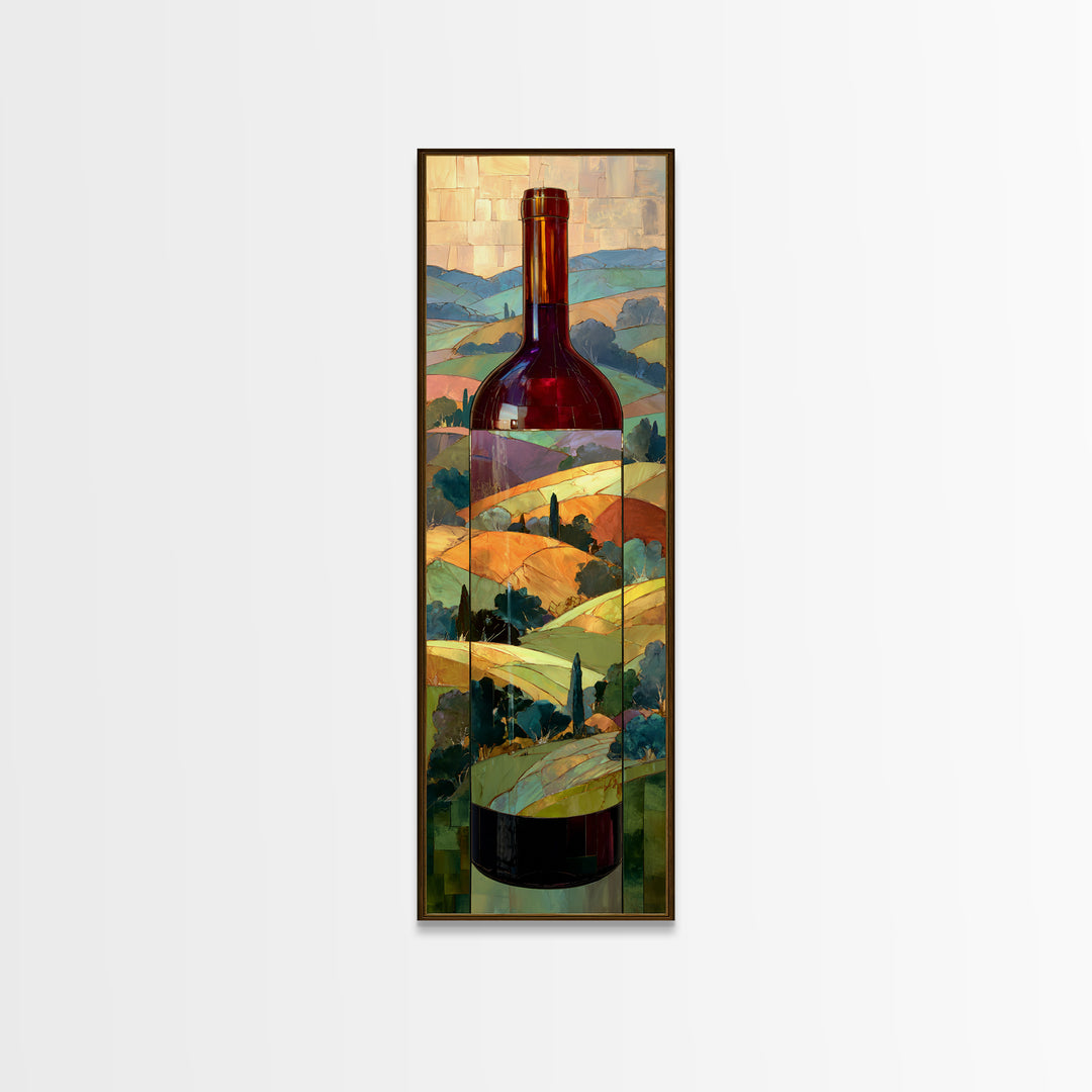 French Vineyard Hills Framed Canvas Print, Winery Art, Art, Winery Decor, Fine Art, Vineyard, Farmhouse Decor, Kitchen Art, WIN-1x3-20