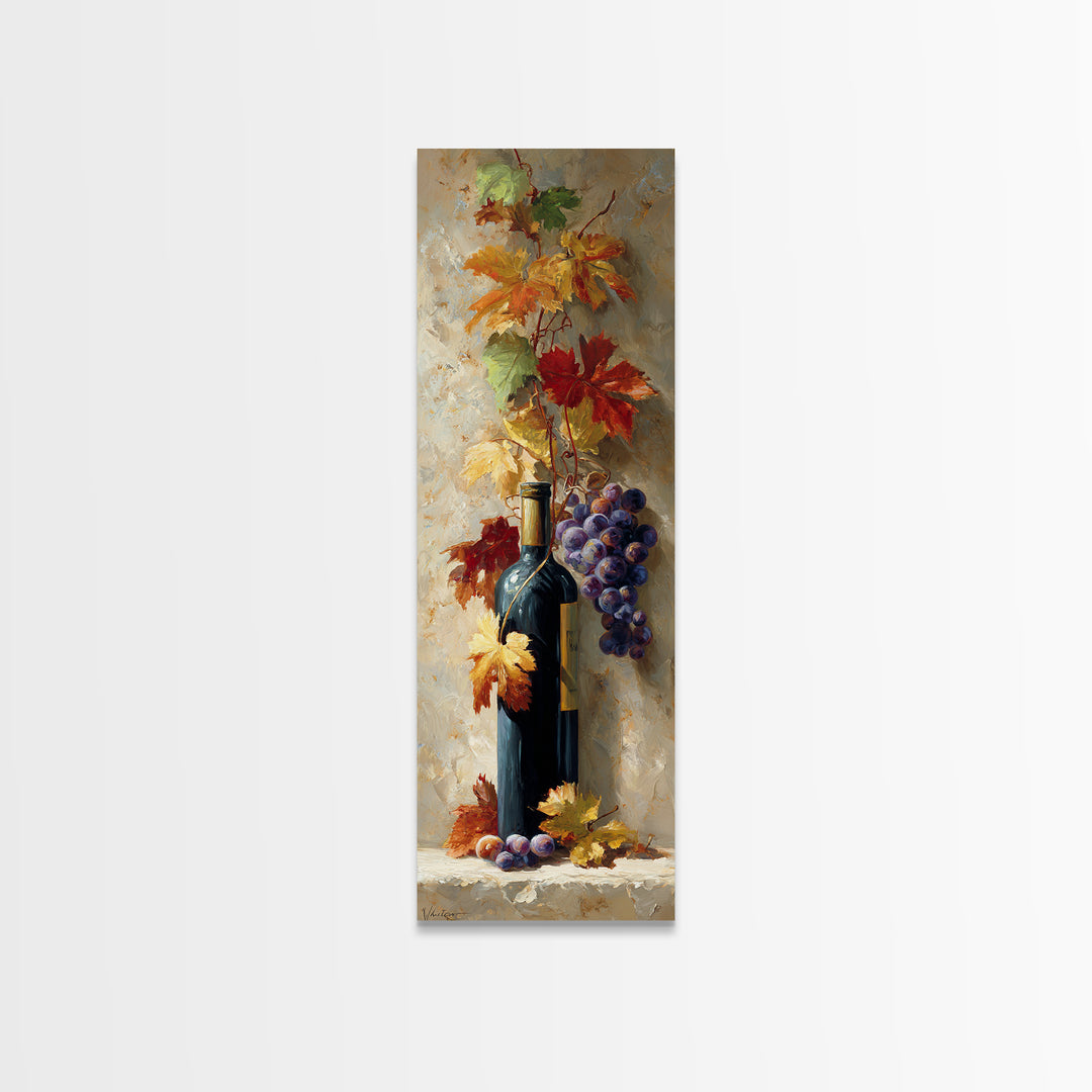Vine Leaves Turning Autumn Red and Gold Canvas Print, Winery Art, Framed Art, Winery Decor, Fine Art, Vineyard, Landscape Art, WIN-1x3-23