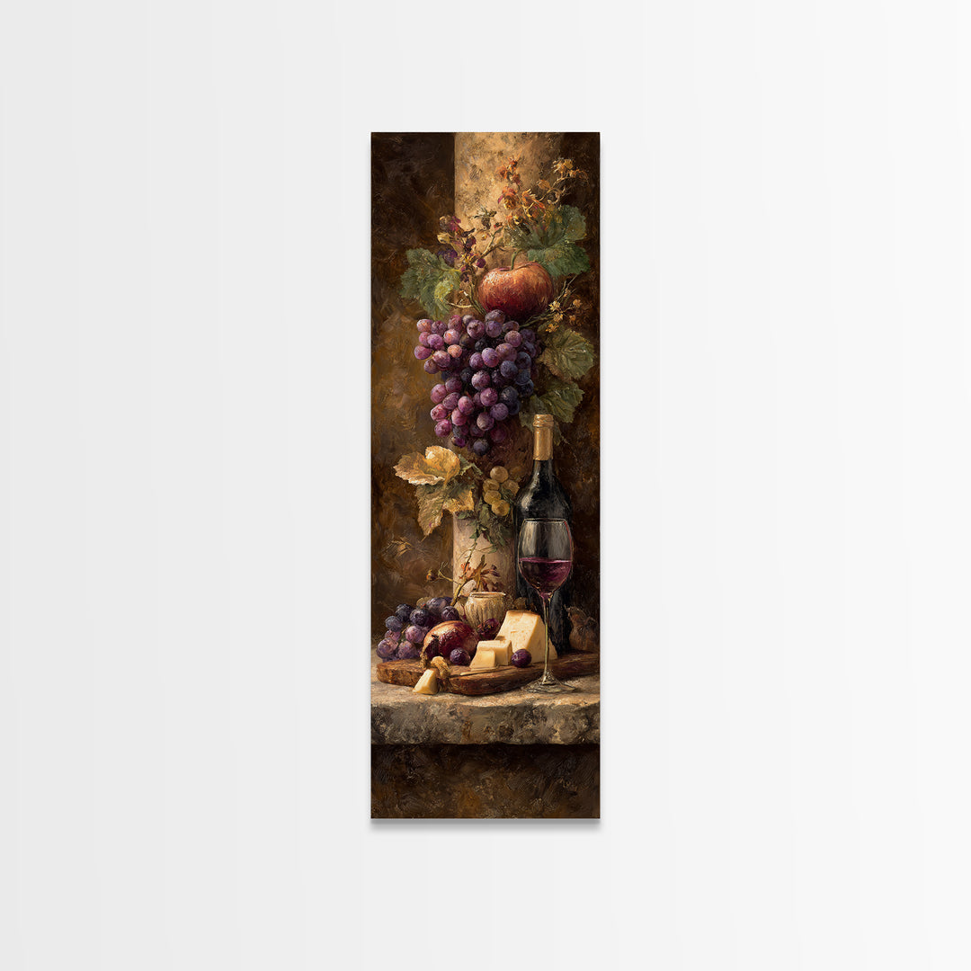 Charcuterie Board with Grapes and Cheese Canvas Print, Winery Art, Wall Hanging, Winery Decor, Vineyard, Preppy Wall Art, WIN-1x3-25