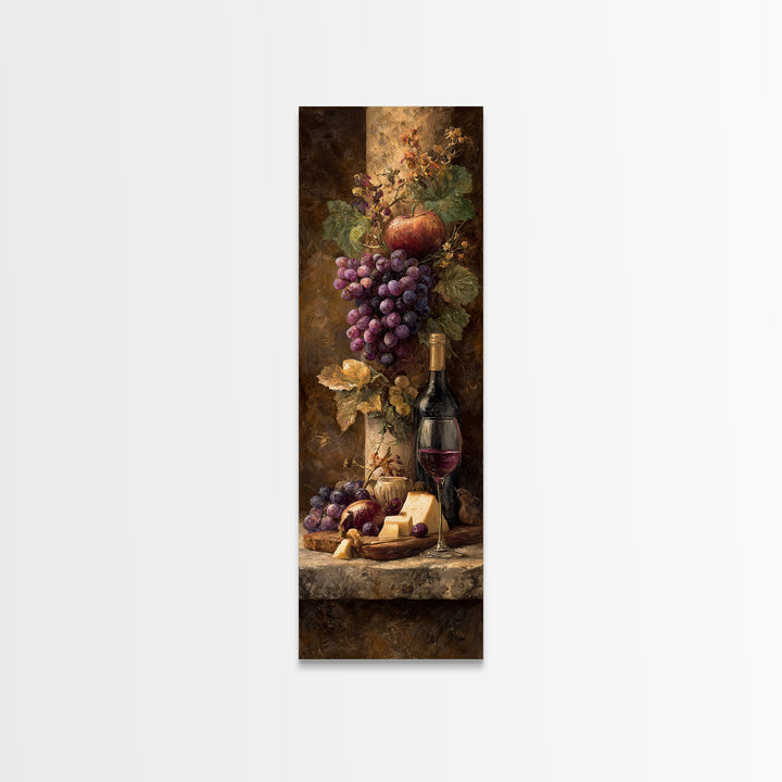 Charcuterie Board with Grapes and Cheese Canvas Print, Winery Art, Wall Hanging, Winery Decor, Vineyard, Preppy Wall Art, WIN-1x3-25