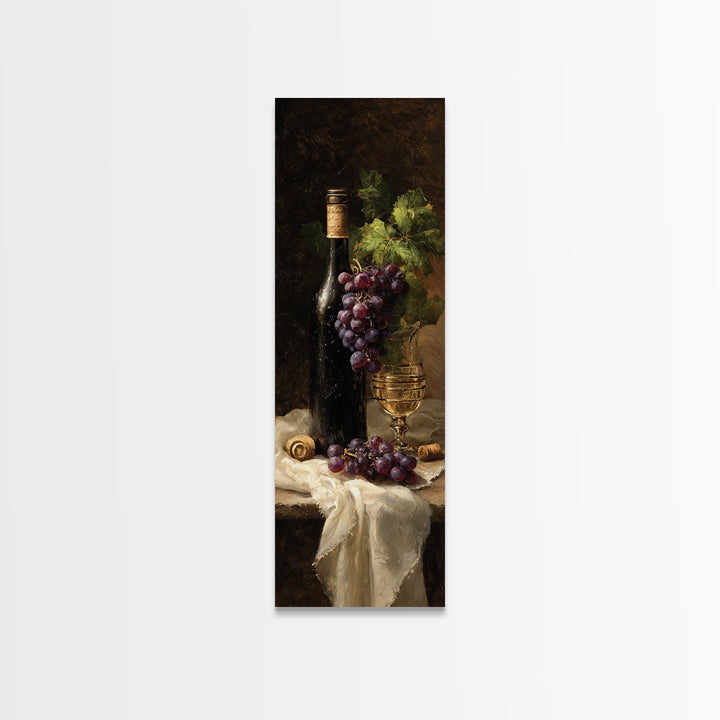 Champagne Grapes and White Linen Still Life Canvas Print, Winery Art, Matisse Print, Winery Decor, Abstract Art, Vineyard, WIN-1x3-41