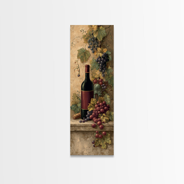 Old Cellar Key and Wine Label Shapes Canvas Print, Winery Art, Oil Painting, Winery Decor, Abstract Art, Vineyard, WIN-1x3-48