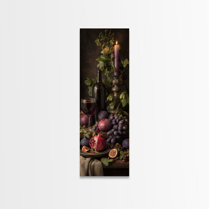 Pomegranate Figs and Red Wine Composition Canvas Print, Winery Art, Fine Art Print, Winery Decor, Fine Art, Vineyard, WIN-1x3-5