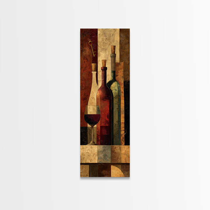 Old Cellar Key and Wine Label Shapes Canvas Print, Winery Art, Retro Wall Art, Winery Decor, Abstract Art, Vineyard, WIN-1x3-72