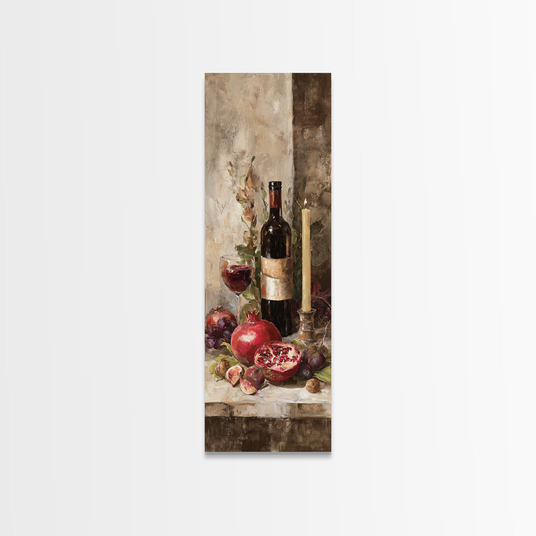 Pomegranate Figs and Red Wine Composition Canvas Print, Winery Art, Art, Winery Decor, Fine Art, Vineyard, Farmhouse Decor, WIN-1x3-77