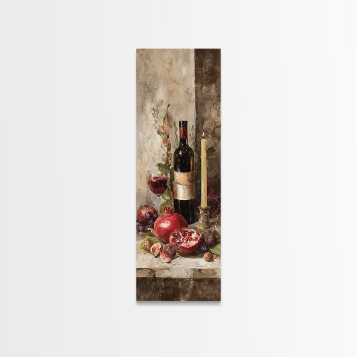 Pomegranate Figs and Red Wine Composition Canvas Print, Winery Art, Art, Winery Decor, Fine Art, Vineyard, Farmhouse Decor, WIN-1x3-77