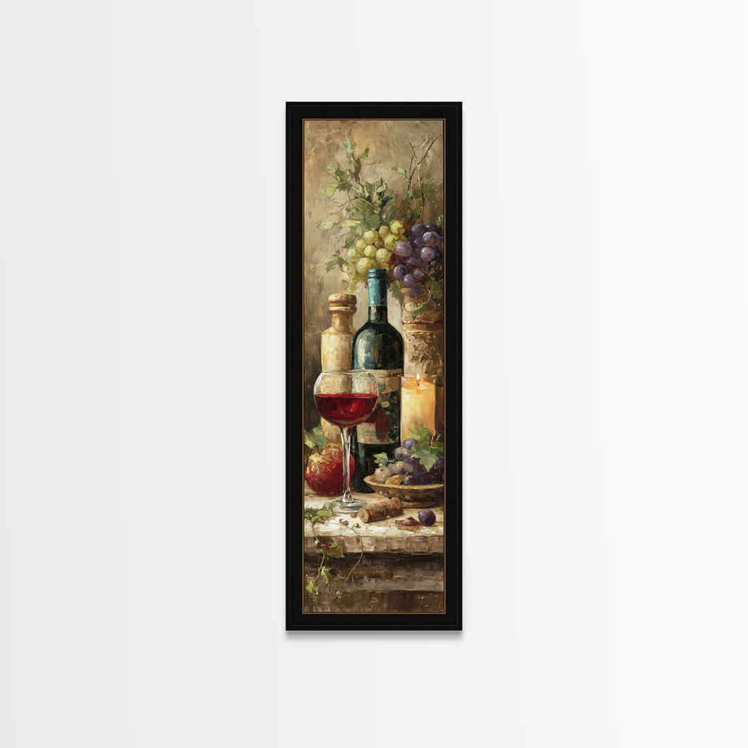 Italian Villa Vineyard Landscape Framed Canvas Print, Winery Art, Preppy Wall Art, Winery Decor, Oil Painting, Vineyard, WIN-1x3-80