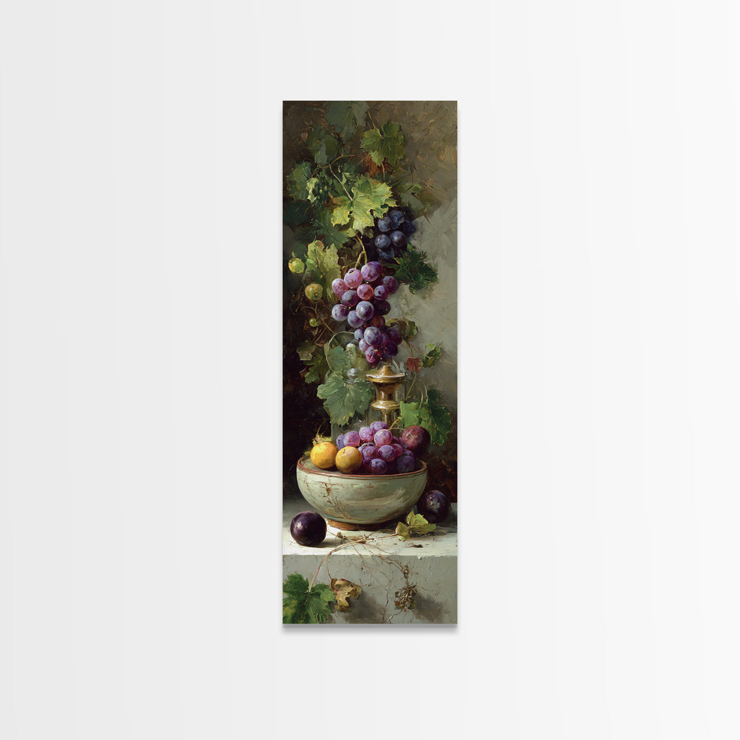 Grapes in a Ceramic Bowl with Shadows Canvas Print, Winery Art, Print, Winery Decor, Fine Art, Vineyard, Wall Art Print, WIN-1x3-93